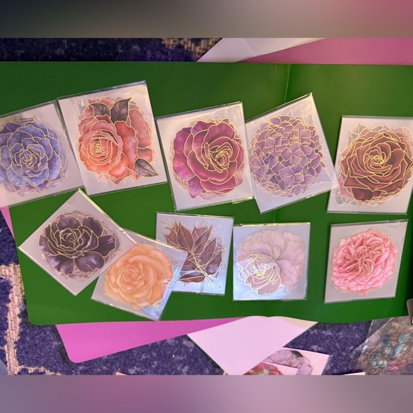 PET Floral Sticker Set with multiple color Roses and leaves/nature - Picture 2 of 5